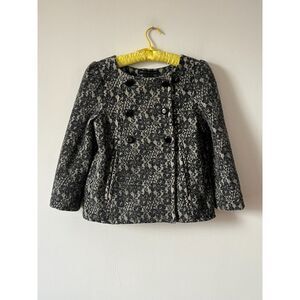 Marc By Marc Jacobs Y2K 2000s Lace Print Wool Blend Gray Swing Jacket Coat Small